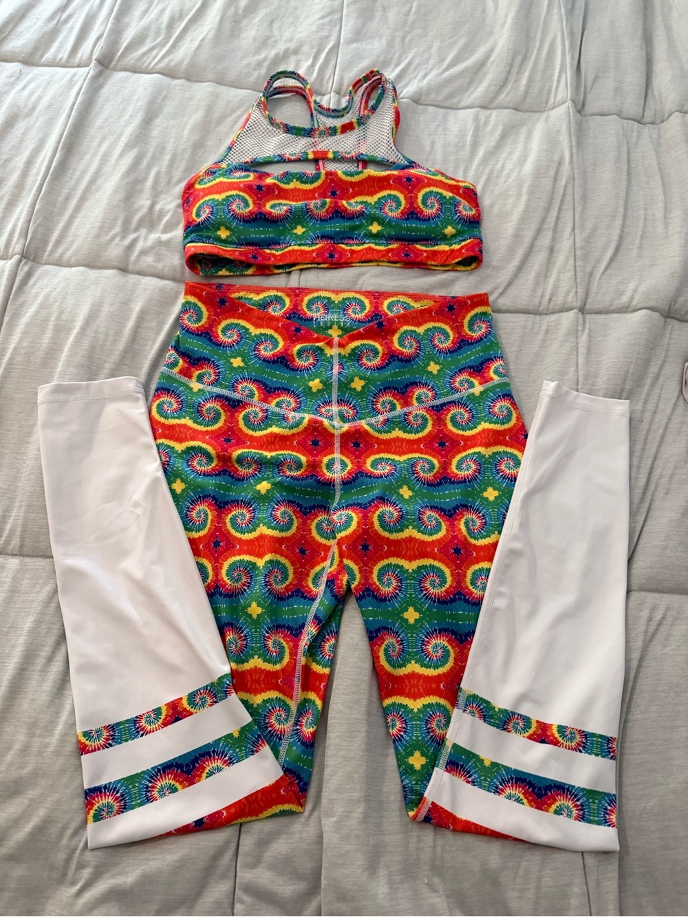 Fallon Taylor -Rainbow Swirl High-Waist Leggings & Sports Bra Set - Multicolor